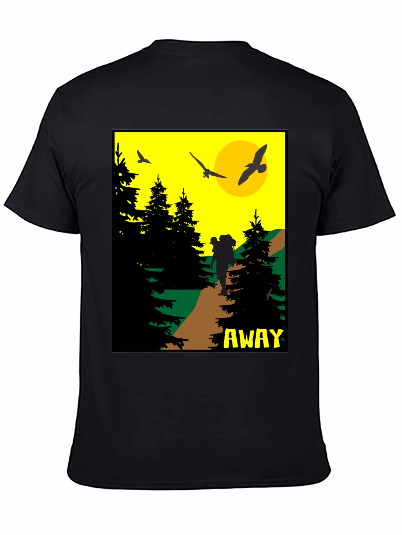 Black Adventure Awaits Graphic Tee - Hiker Design view 4
