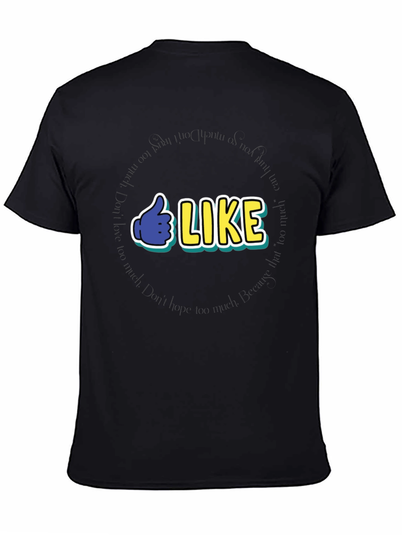 Black Funny Thumbs Up LIKE T-Shirt view 4