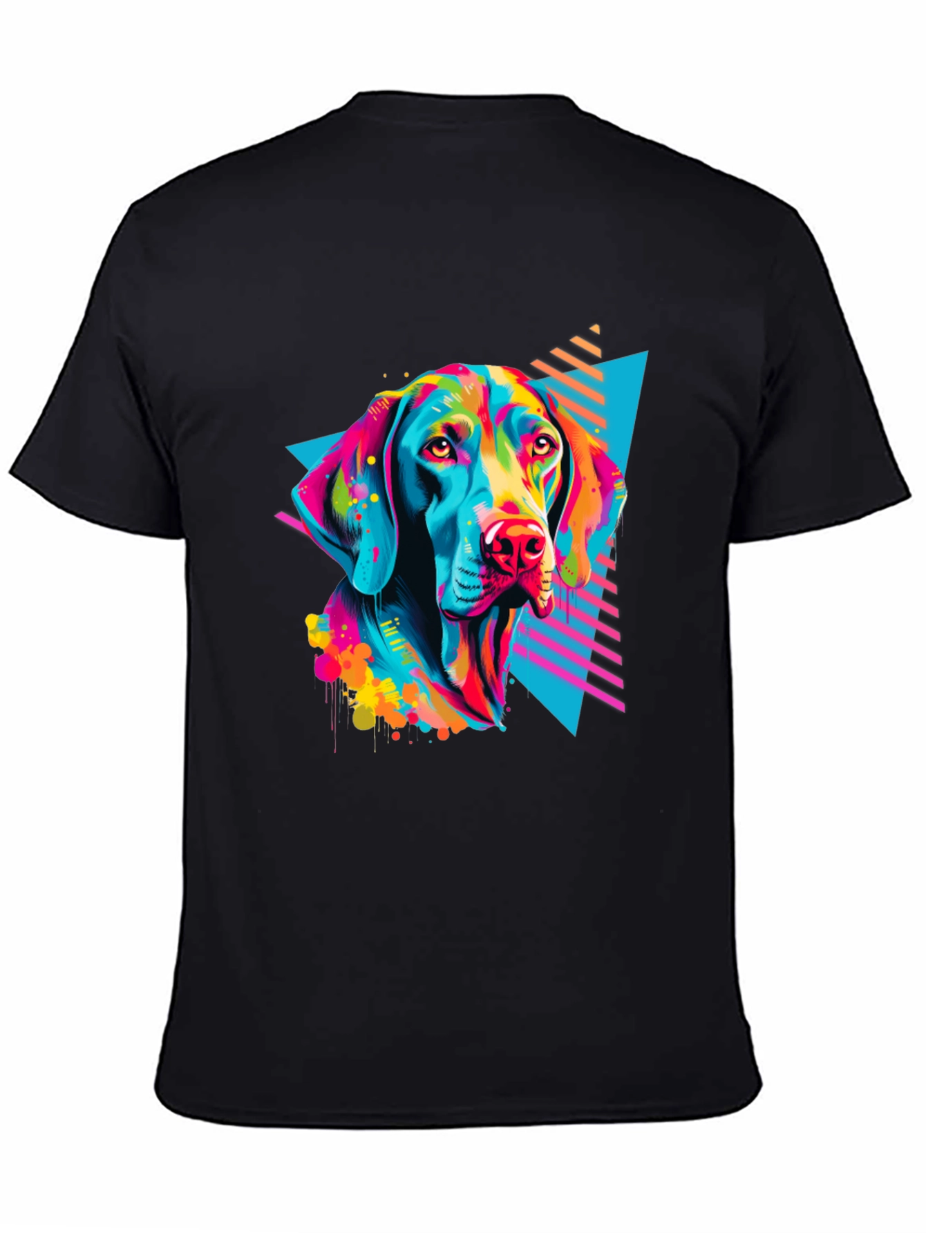 Black Vibrant Dog Graphic T-Shirt - Bold 80s Style view 4