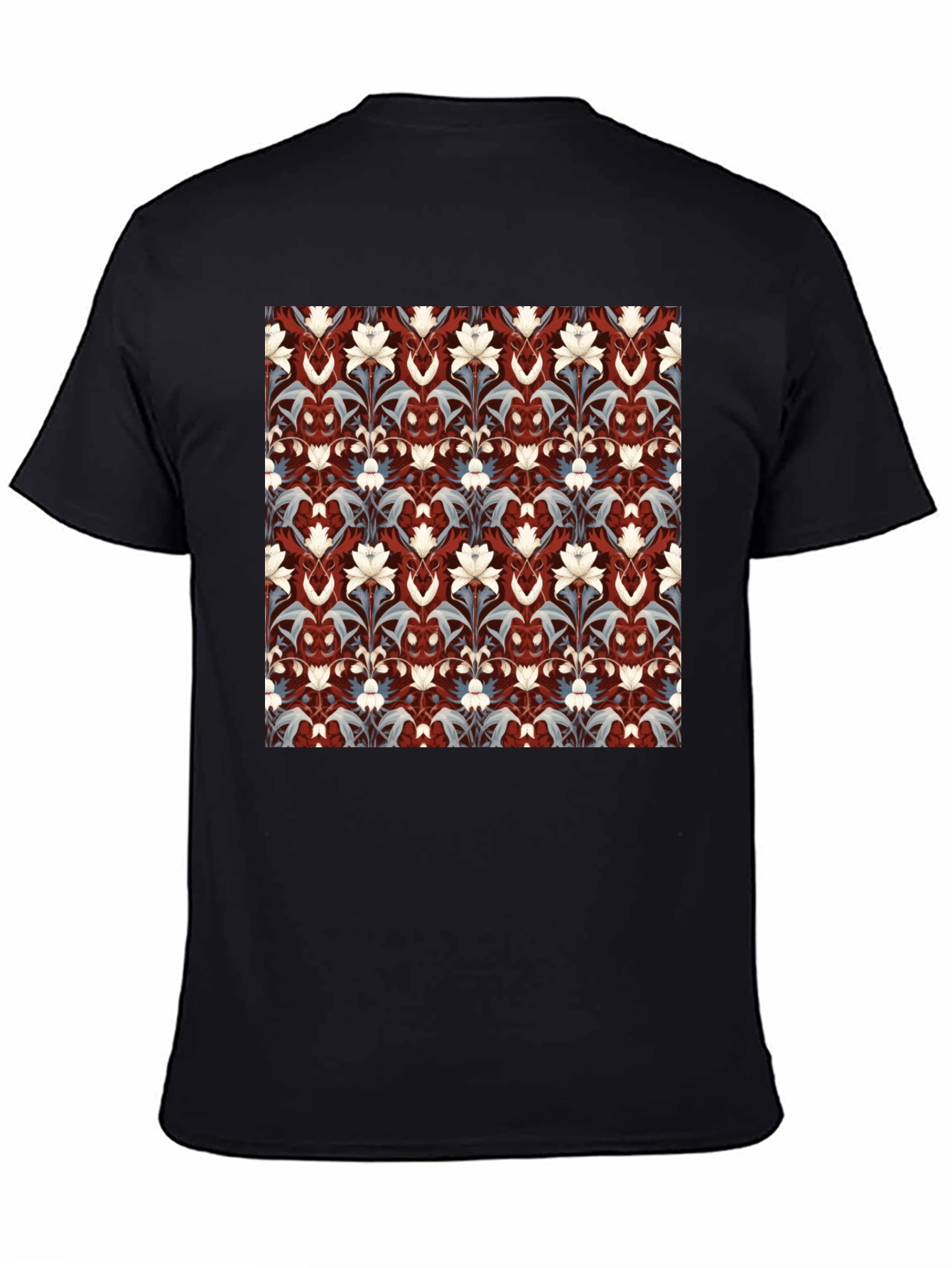 Black Floral Patterned Black T-Shirt view 4