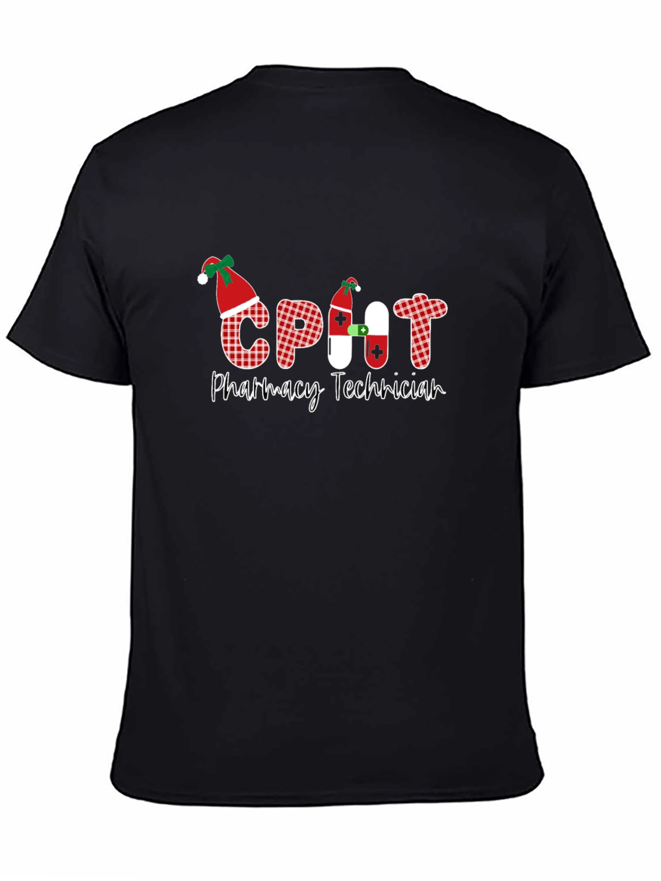 CPHT Christmas Pharmacy Technician Black T-Shirt - 4