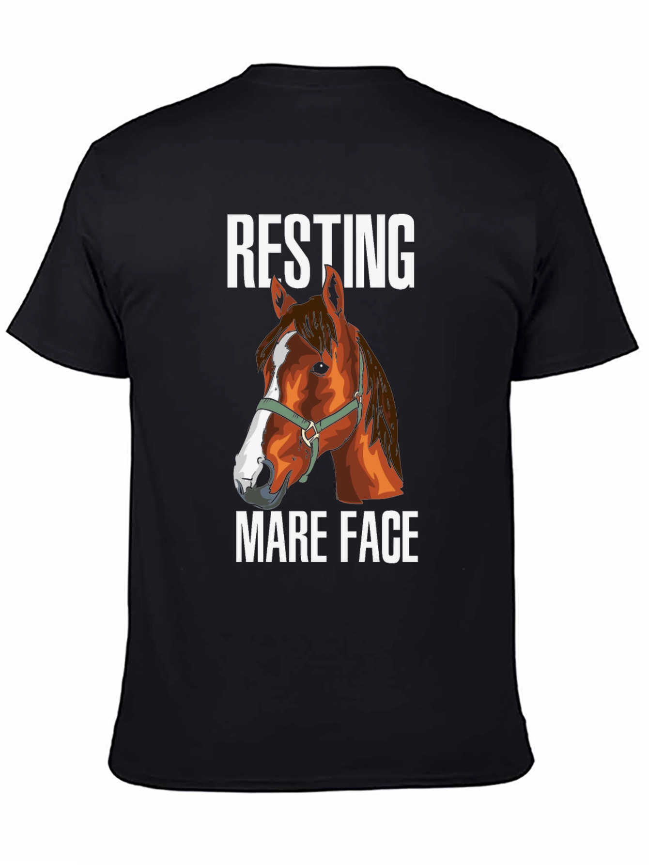Black Resting Mare Face T-Shirt - Horse Lover Tee view 4