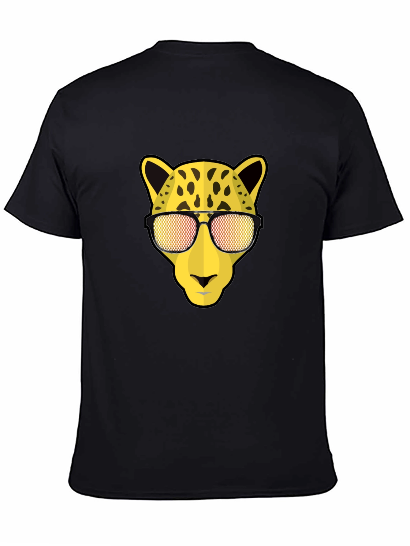 Black Cool Cat Tee: Leopard with Shades Graphic T-Shirt view 4