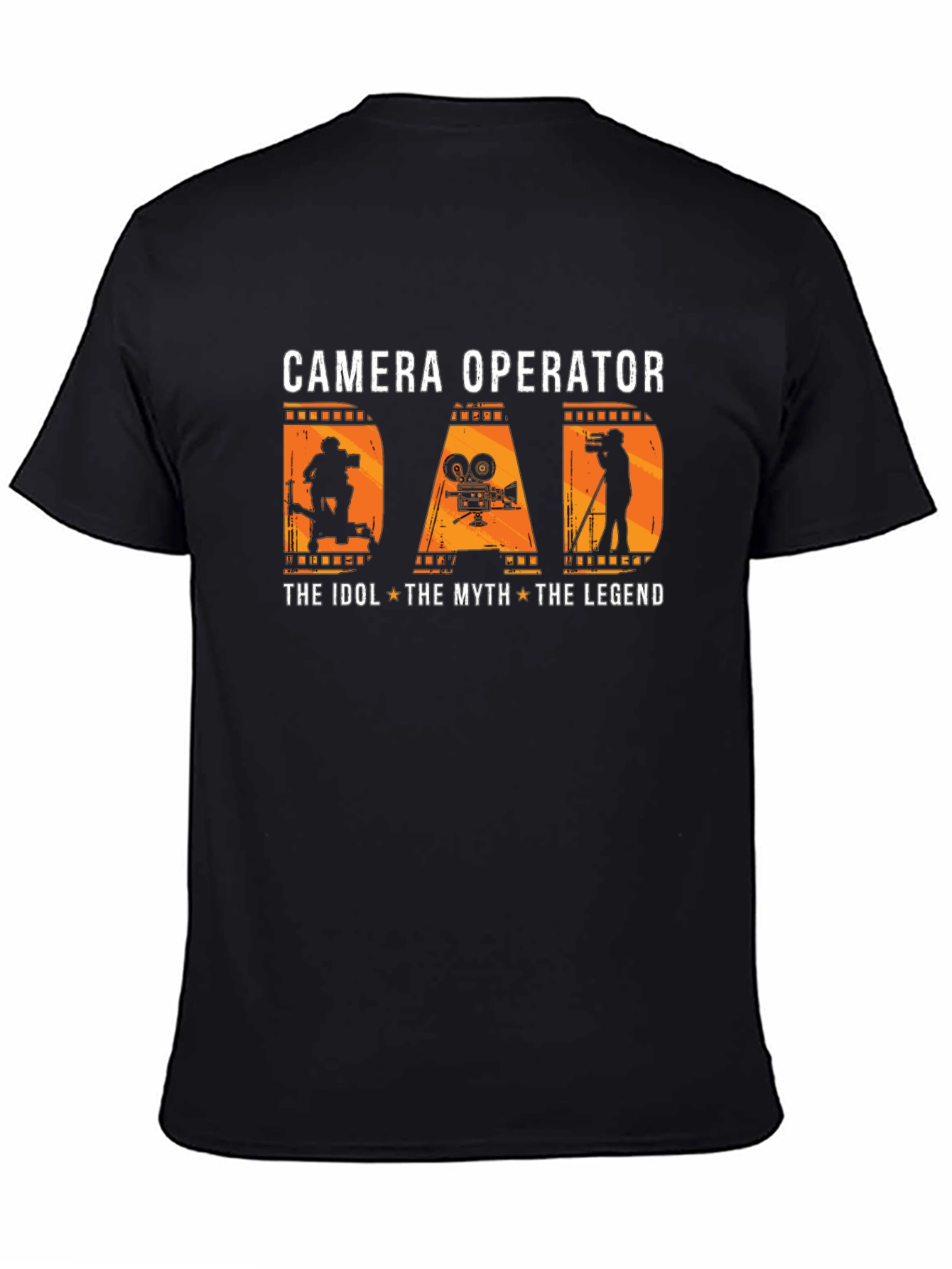 Black Camera Operator Dad T-Shirt view 4