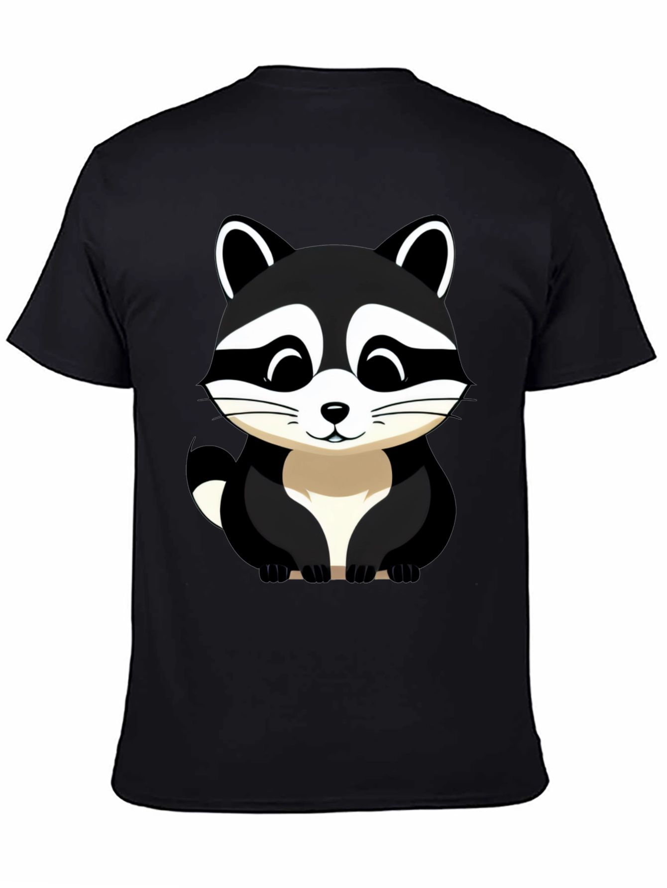 Black Cute Raccoon Graphic Tee - Black Cotton Blend view 4
