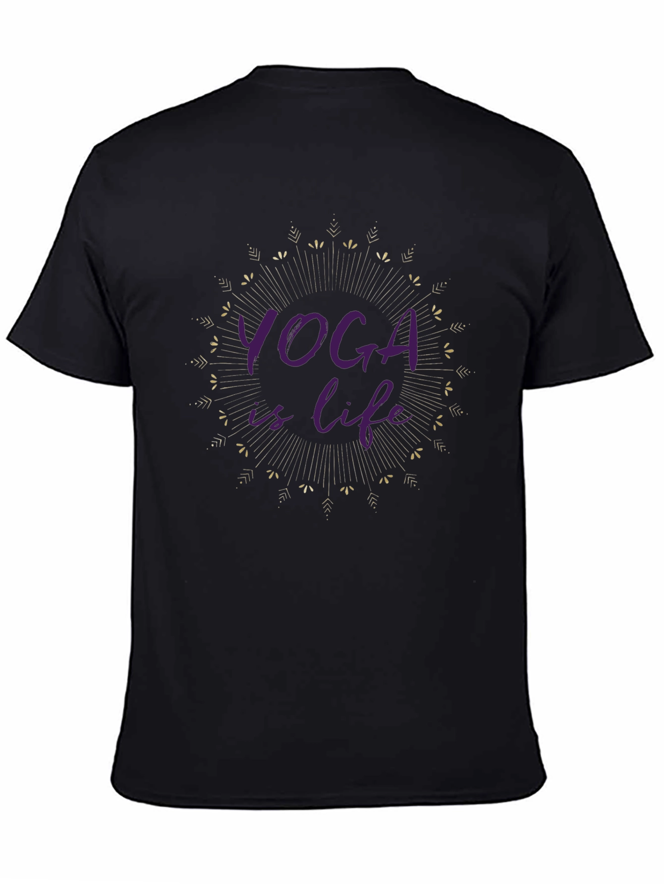 Black Yoga Is Life T-Shirt - Black view 4