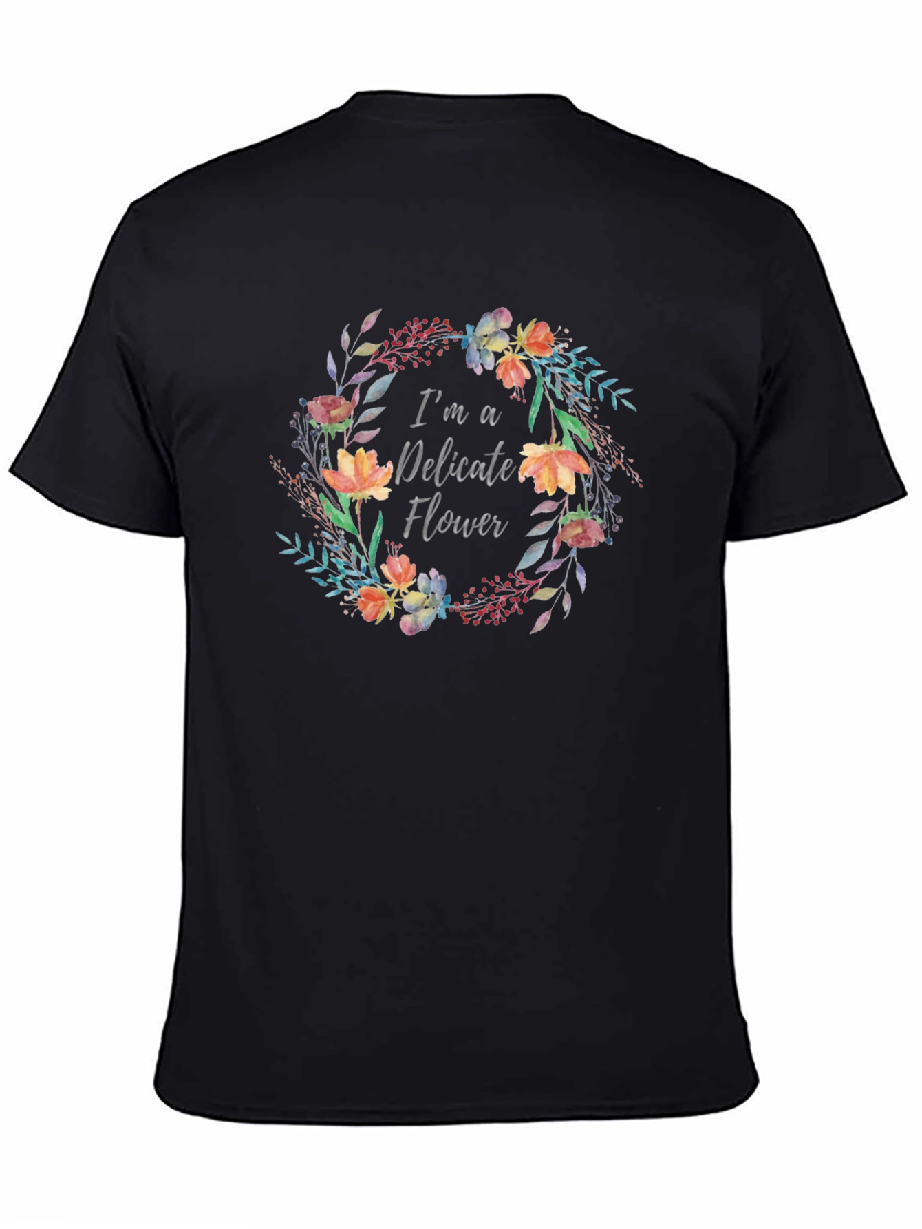 Black Delicate Flower Graphic T-Shirt - Black view 4