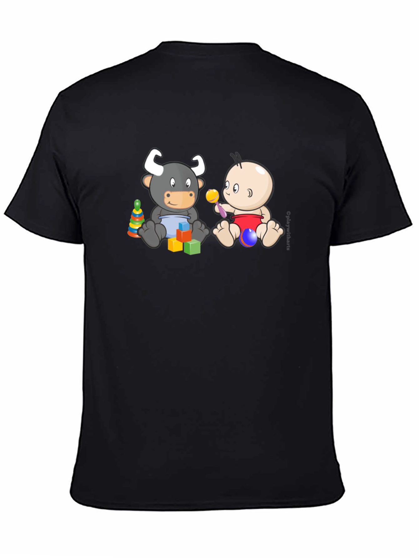 Black Baby & Bull Graphic T-Shirt view 4