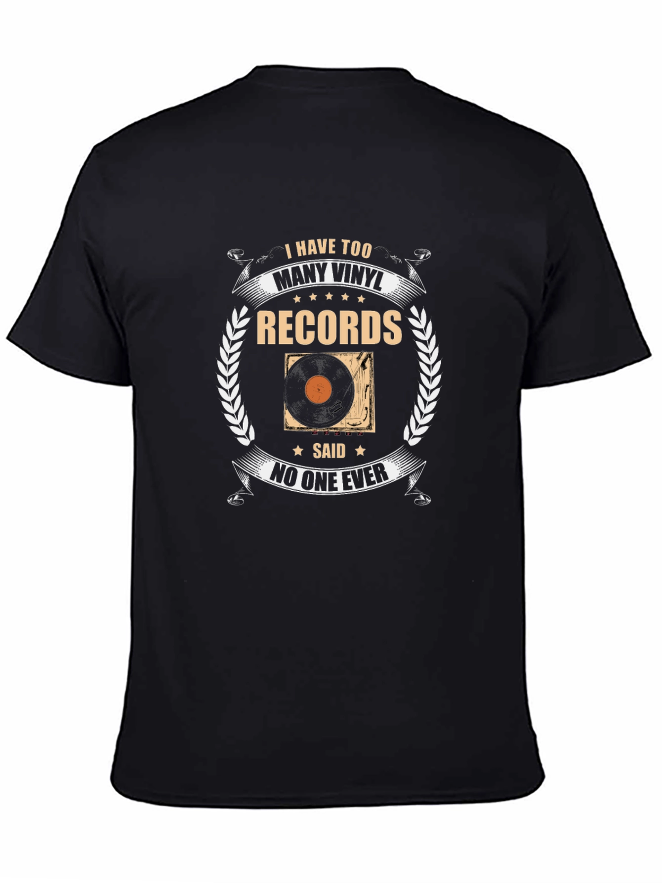 Black Vinyl Record T-Shirt - Too Many Records view 4
