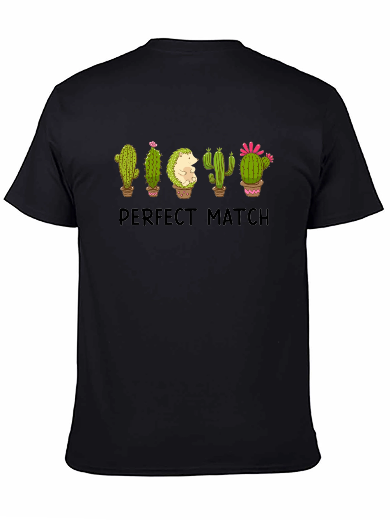 Black Perfect Match Cactus & Hedgehog Graphic Tee view 4