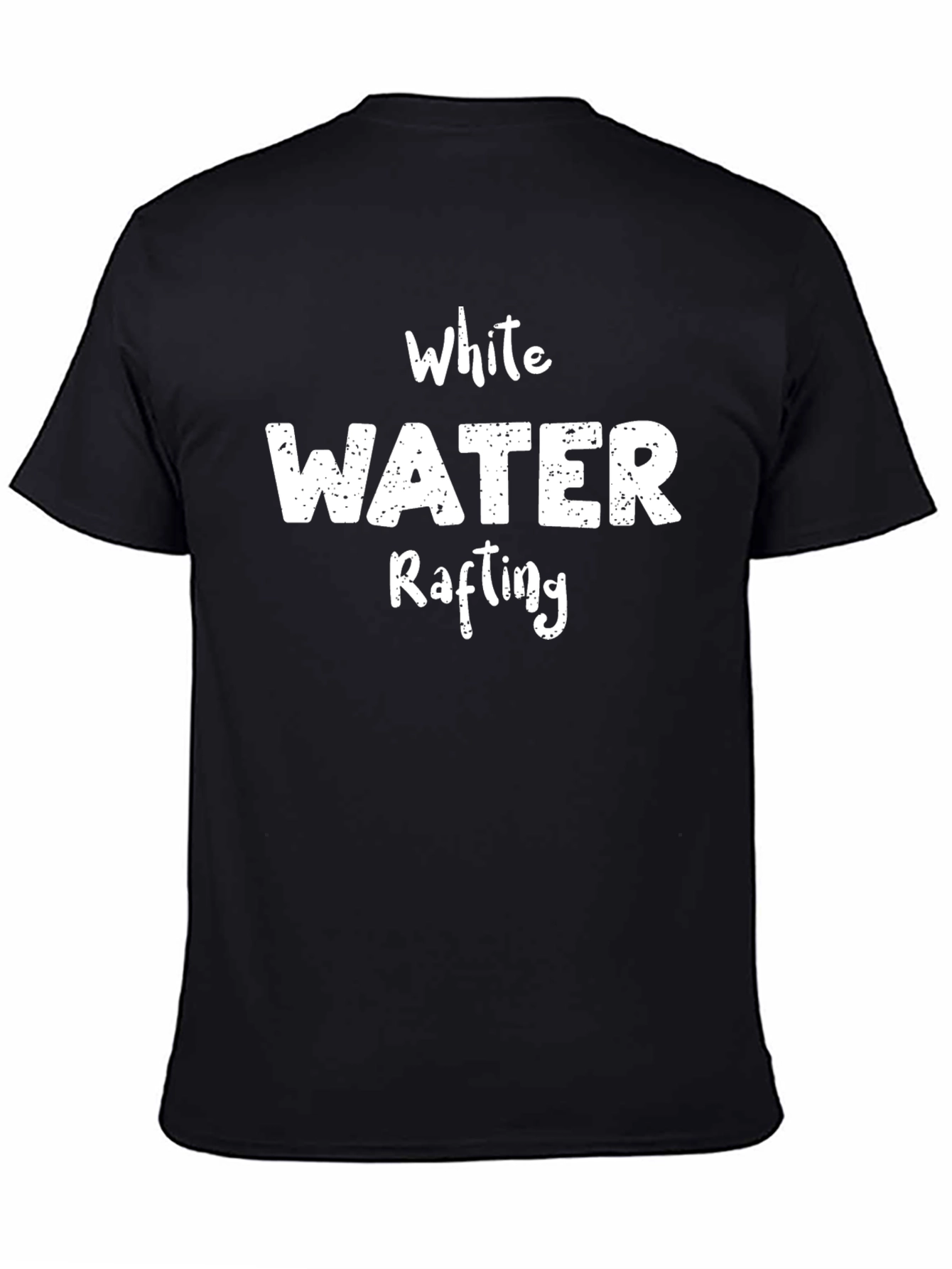 Black White Water Rafting Graphic T-Shirt - Black view 4