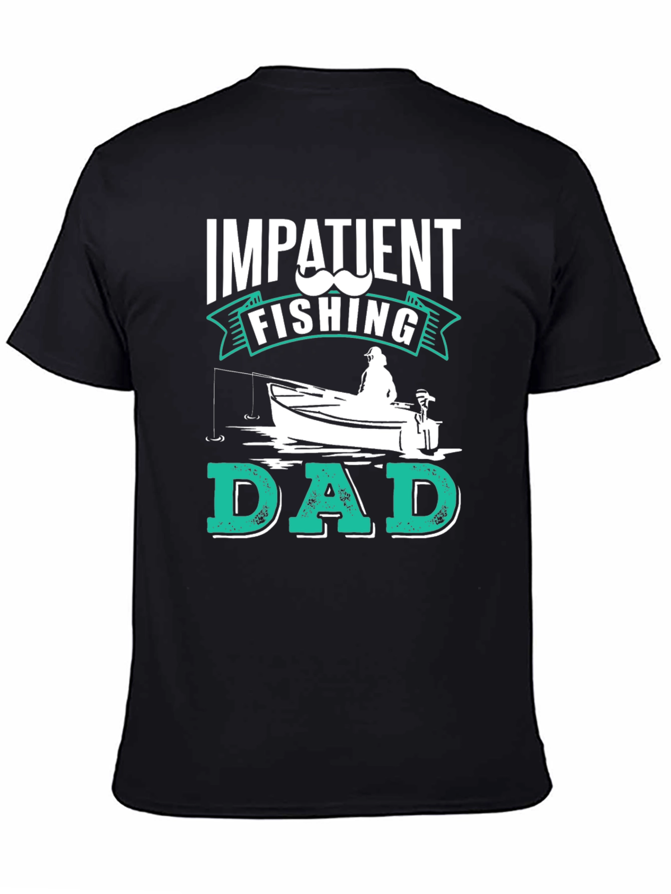 Black Impatient Fishing Dad Black Graphic Tee view 4