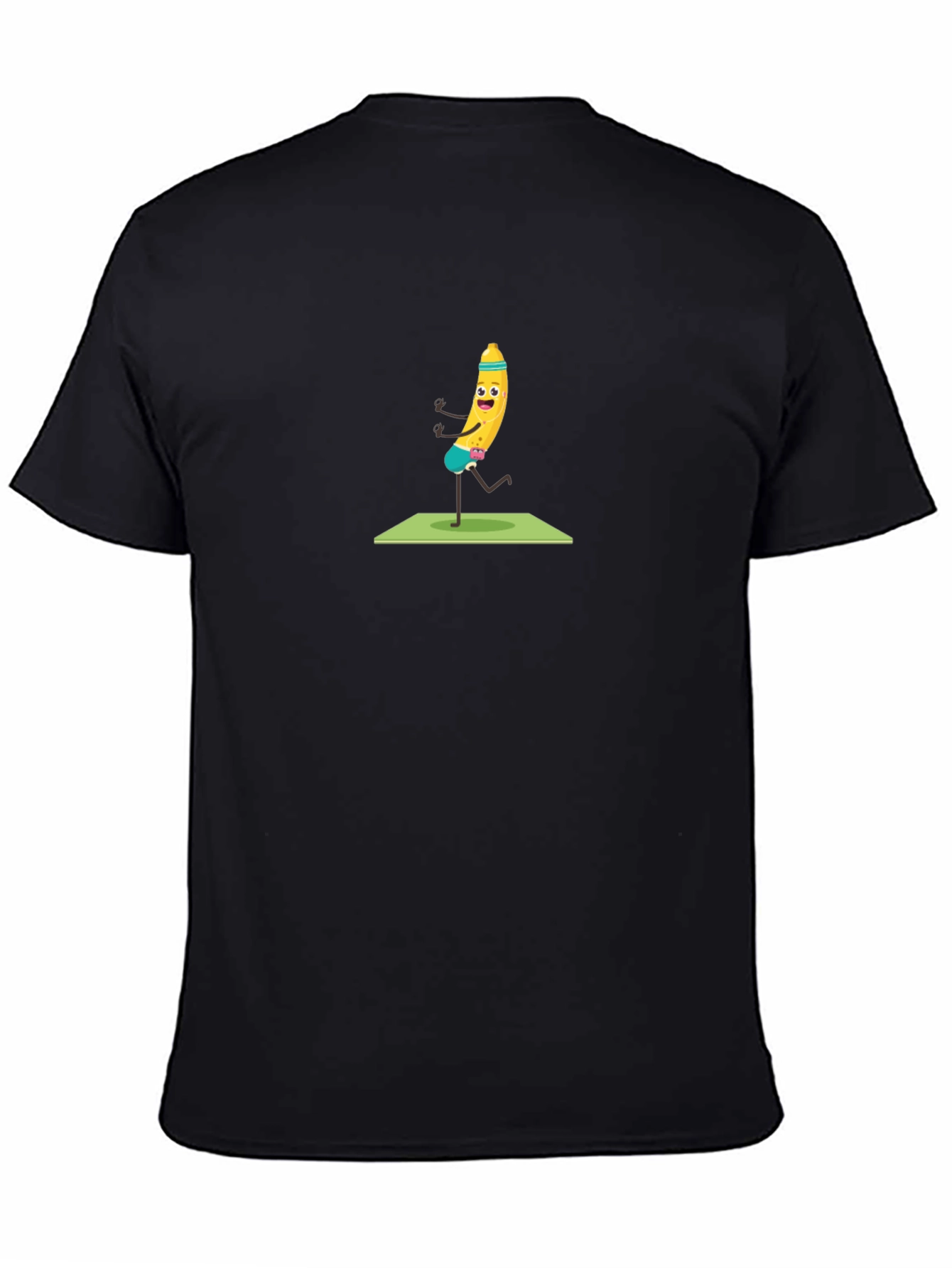 Black Funny Banana Yoga T-Shirt - Black view 4