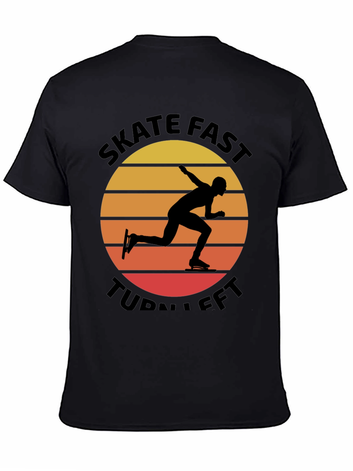 Black Skate Fast Turn Left Black T-Shirt view 4