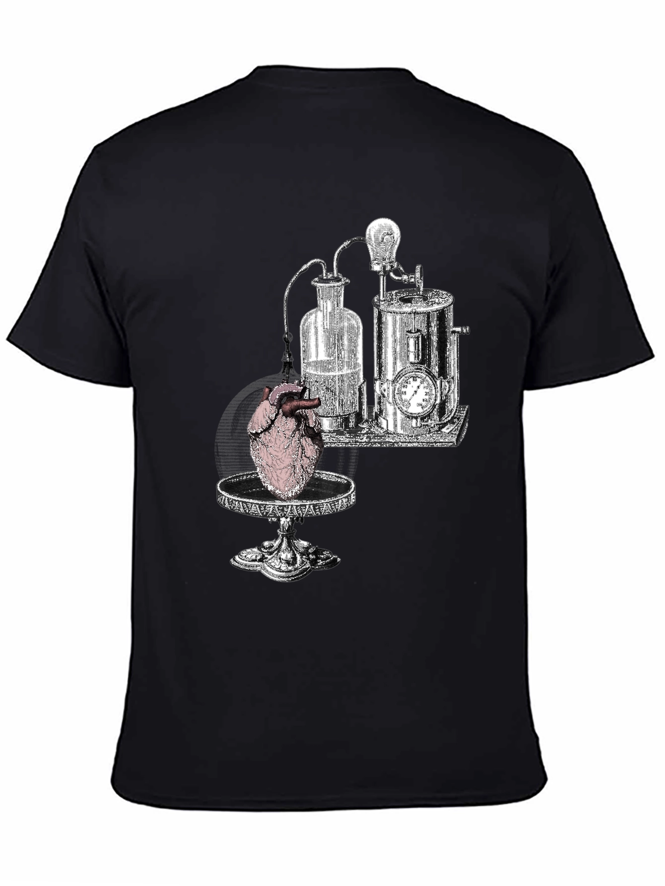 Black Steampunk Heart T-Shirt - Black Graphic Tee view 4