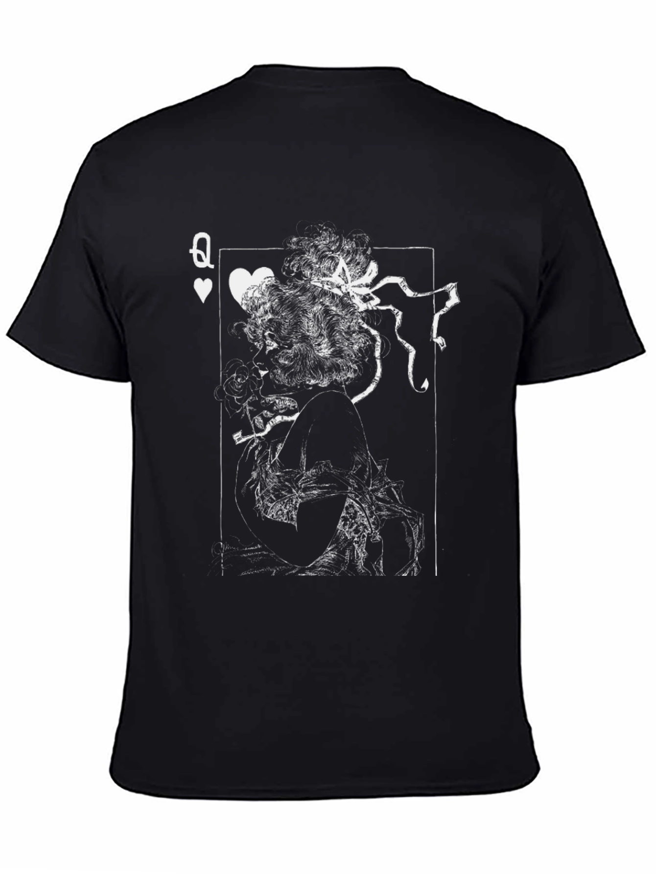 Black Queen of Hearts Graphic Print T-Shirt - Black view 4