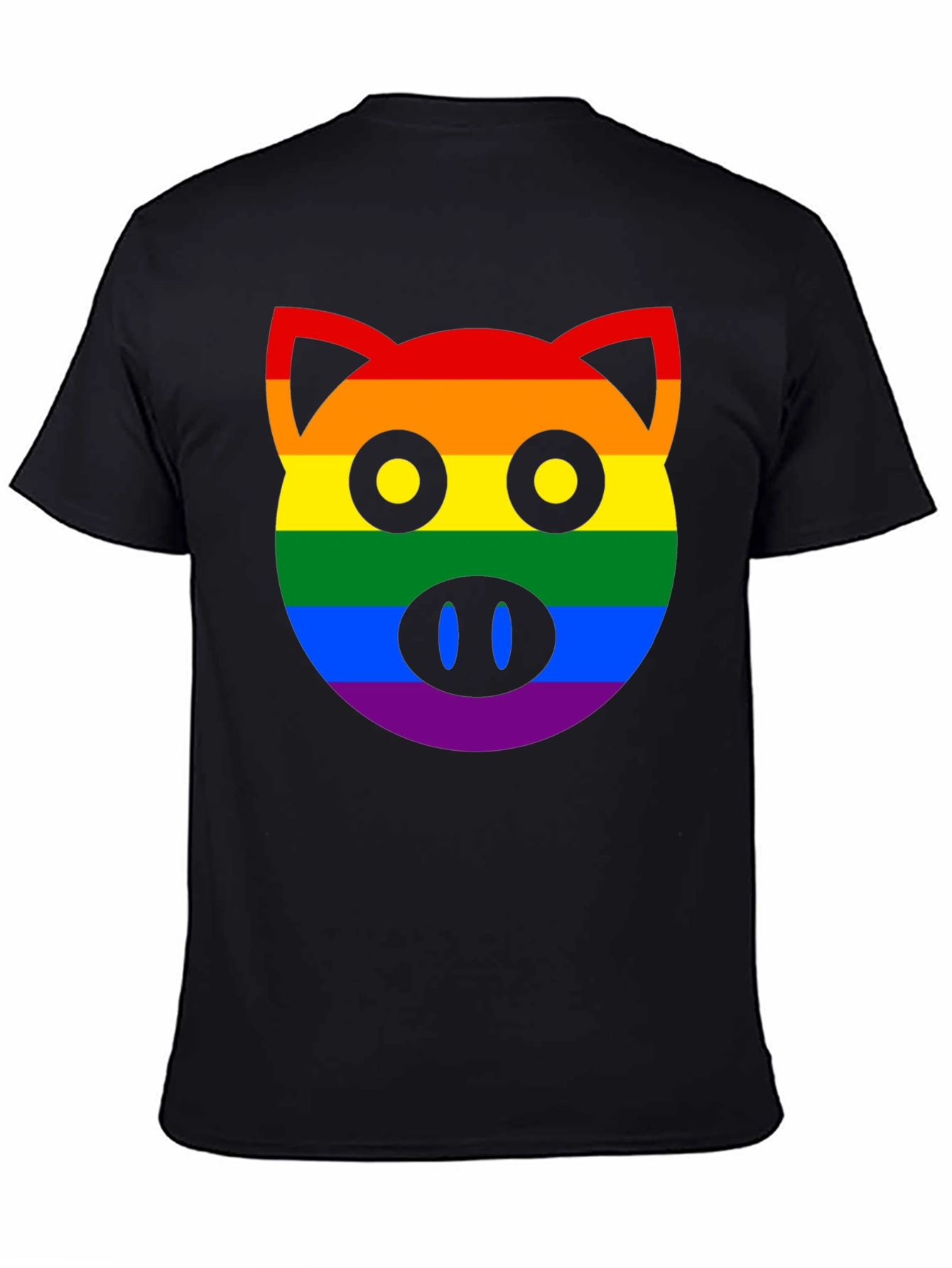 Black Pride Pig Graphic T-Shirt - LGBTQ+ Rainbow Design view 4
