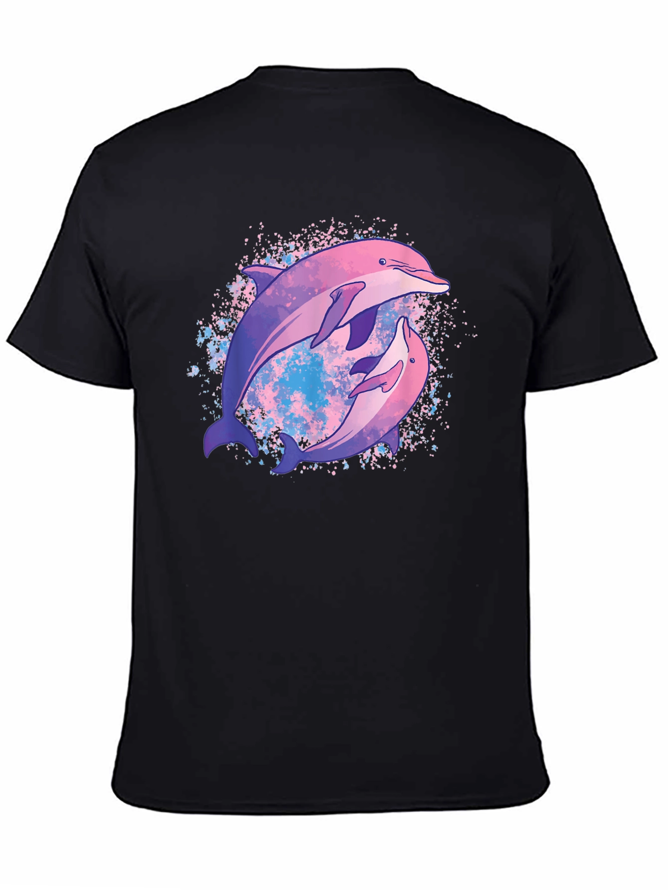 Black Dolphin Duo Black T-Shirt - Galaxy Design view 4