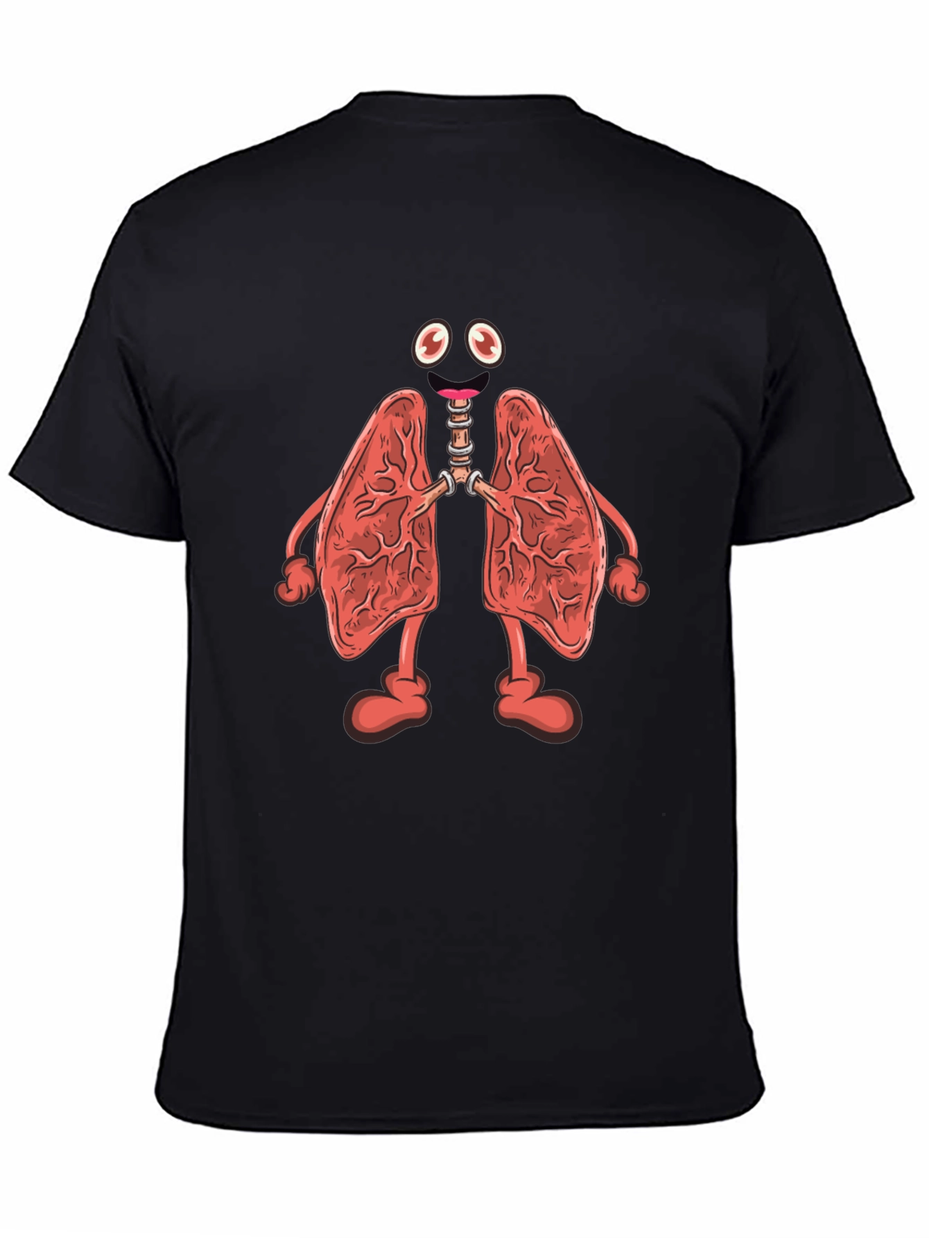 Black Cartoon Lungs Black T-Shirt view 4