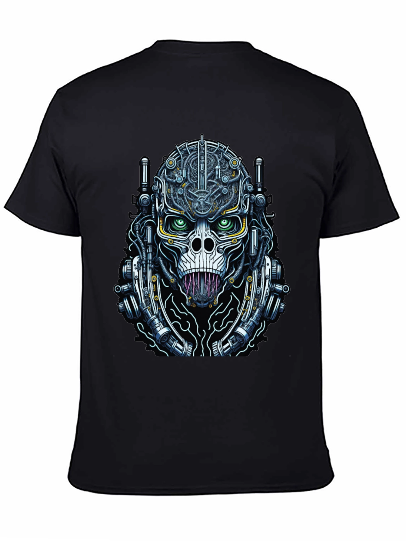Black Cyberpunk Skull T-Shirt - Unique Graphic Tee view 4