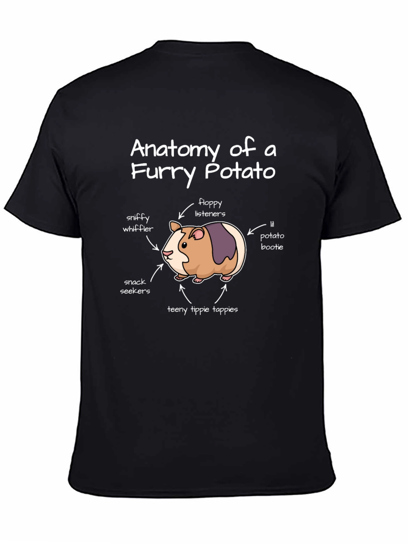 Black Anatomy of a Furry Potato T-Shirt view 4