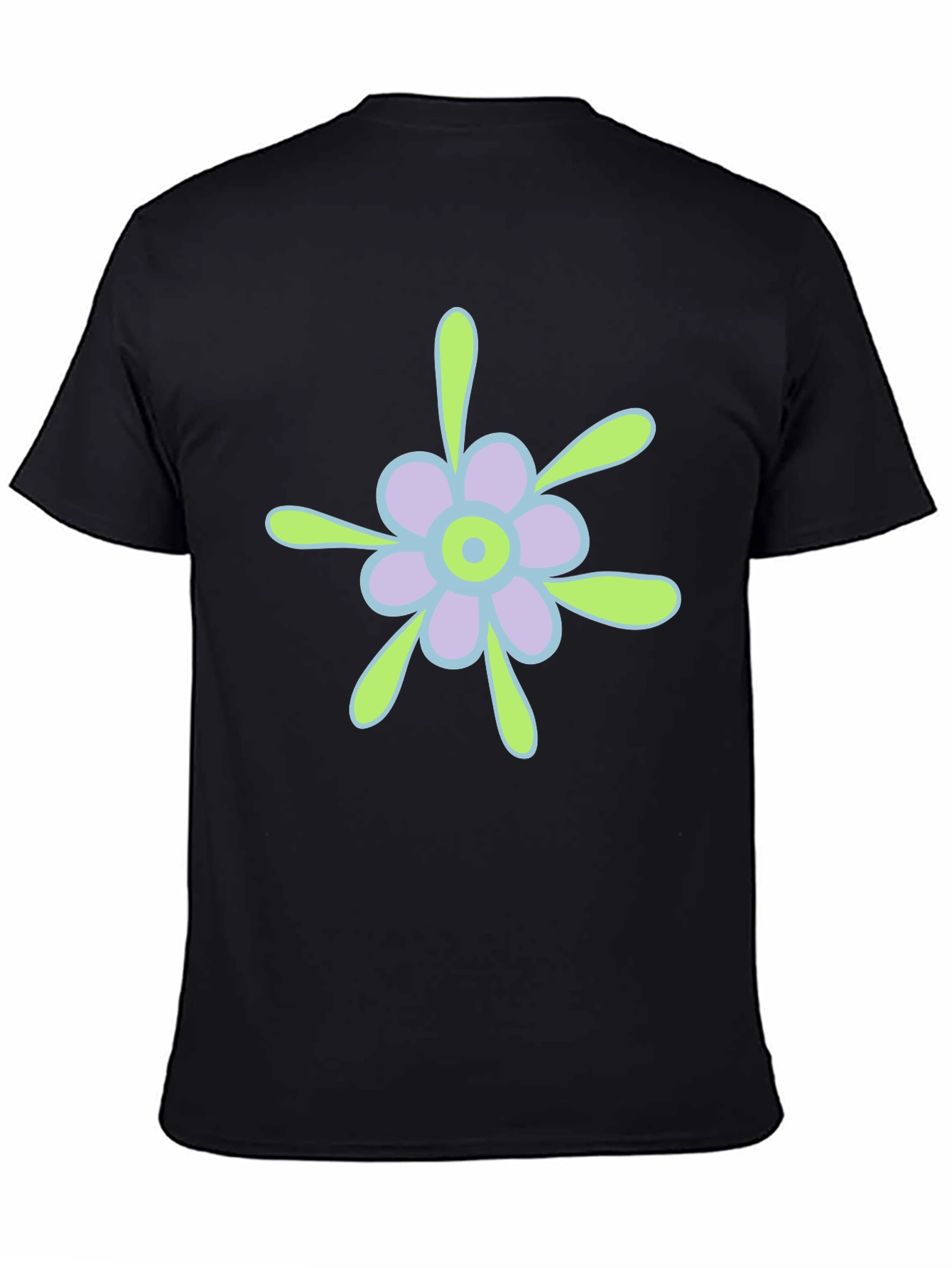 Black Abstract Floral Graphic Tee - Soft Cotton, Stylish Black T-Shirt view 4