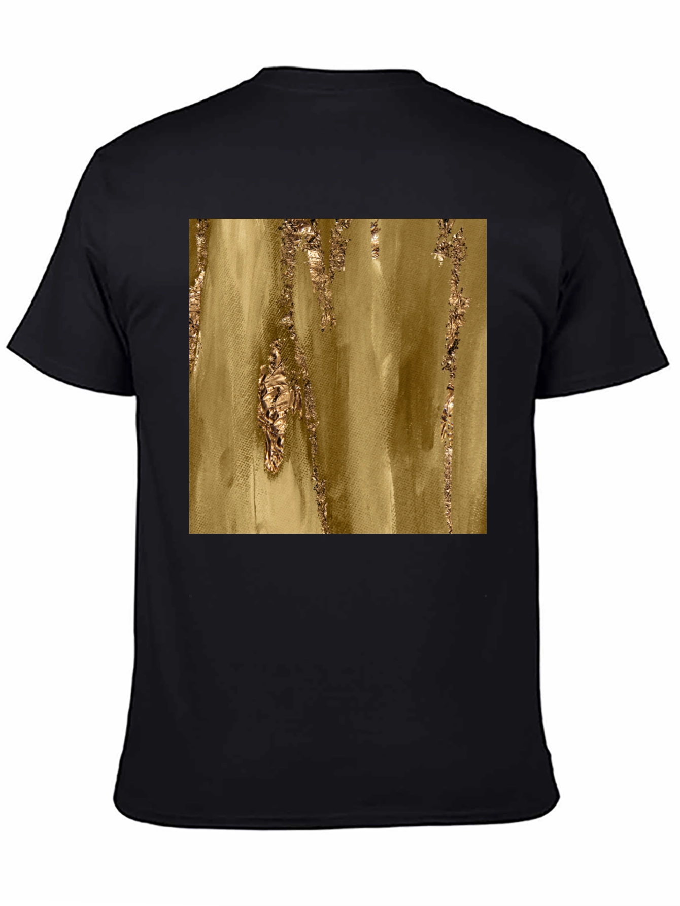 Black Abstract Gold Foil Print Black T-Shirt view 4