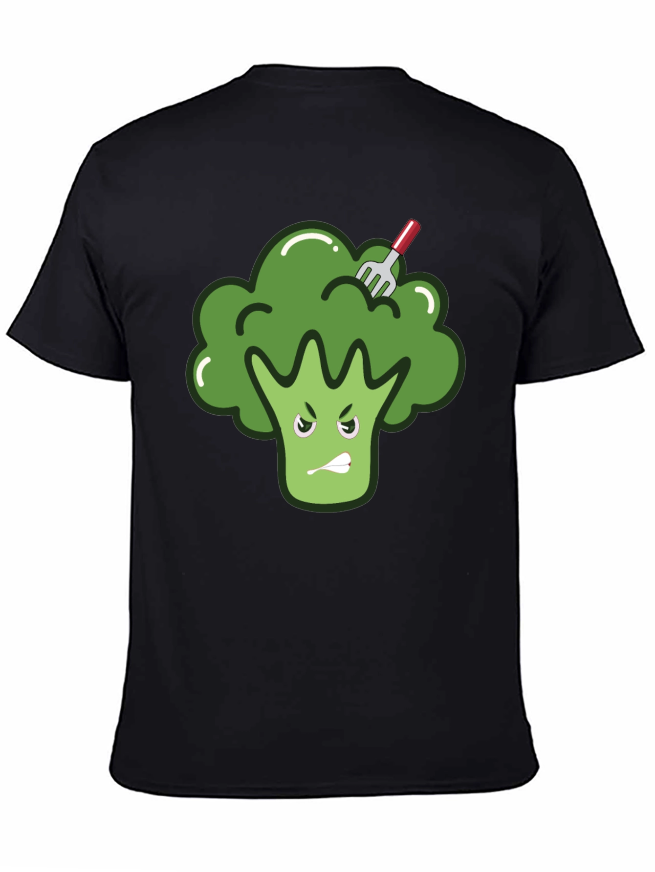 Black Funny Broccoli T-Shirt - Vegetarian Vegan Tee view 4