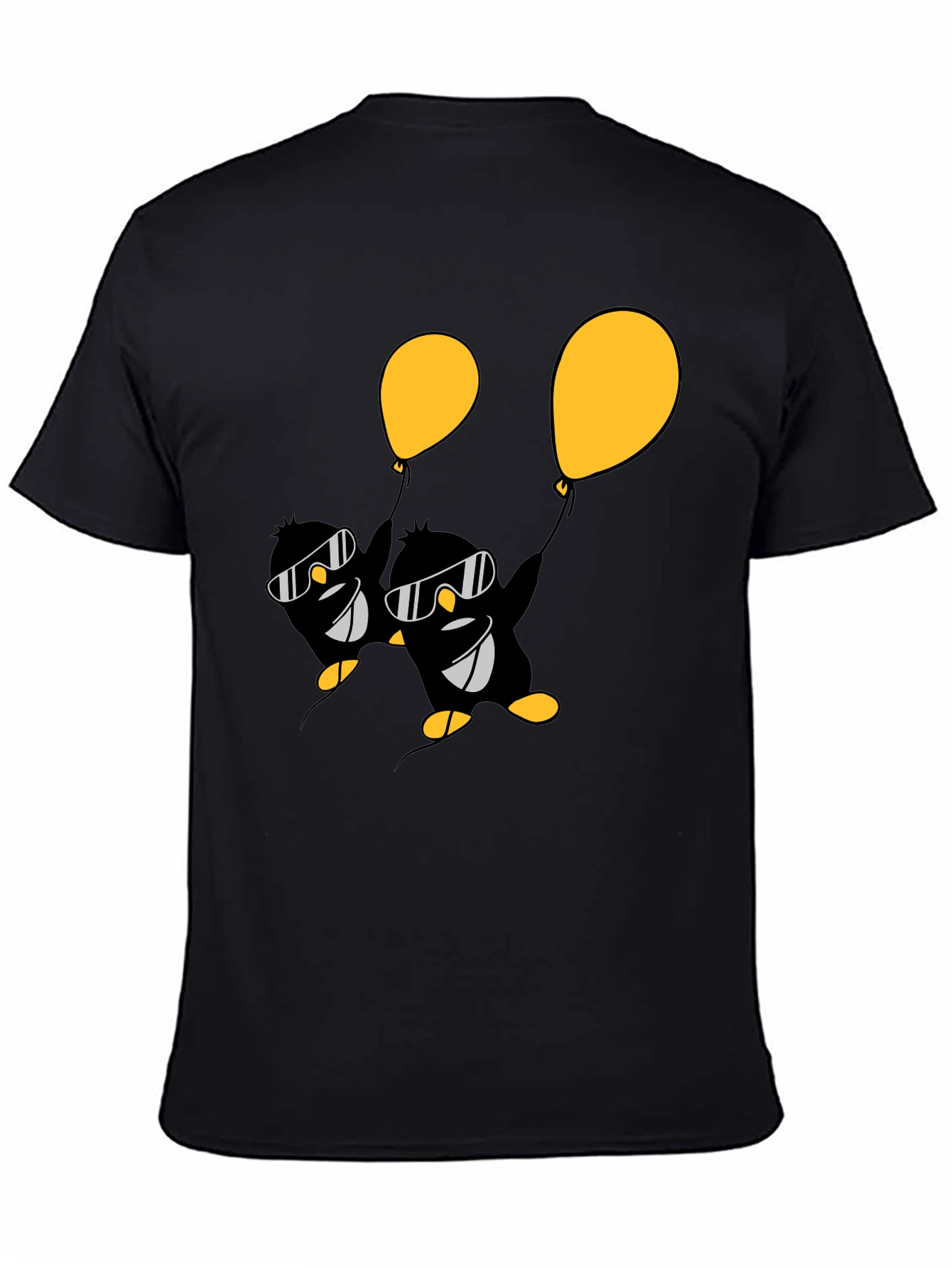 Black Cool Penguin Balloon Graphic Tee - Black view 4