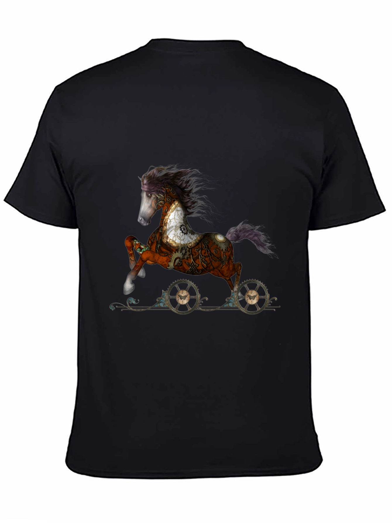 Black Steampunk Horse T-Shirt - Unique Graphic Tee view 4