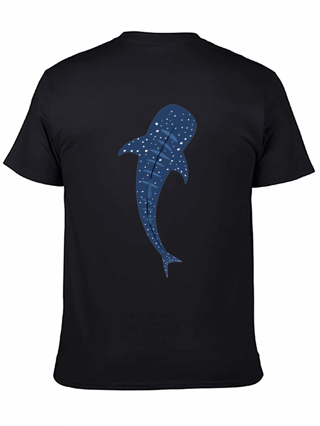 Black Whale Shark Graphic Tee - Black Cotton T-Shirt view 4