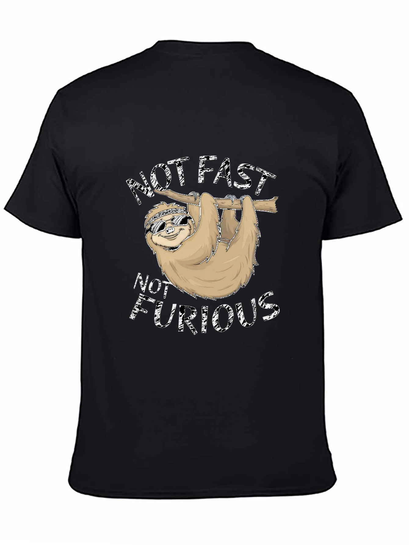 Black Not Fast Not Furious Sloth T-Shirt view 4