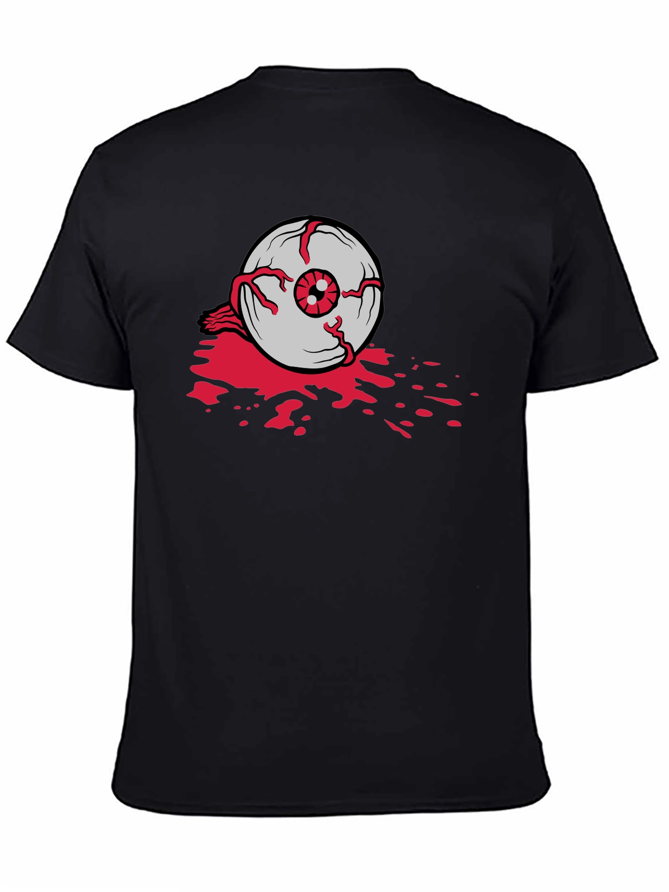 Black Bloody Eyeball Graphic Tee - Black Cotton Casual Shirt view 4