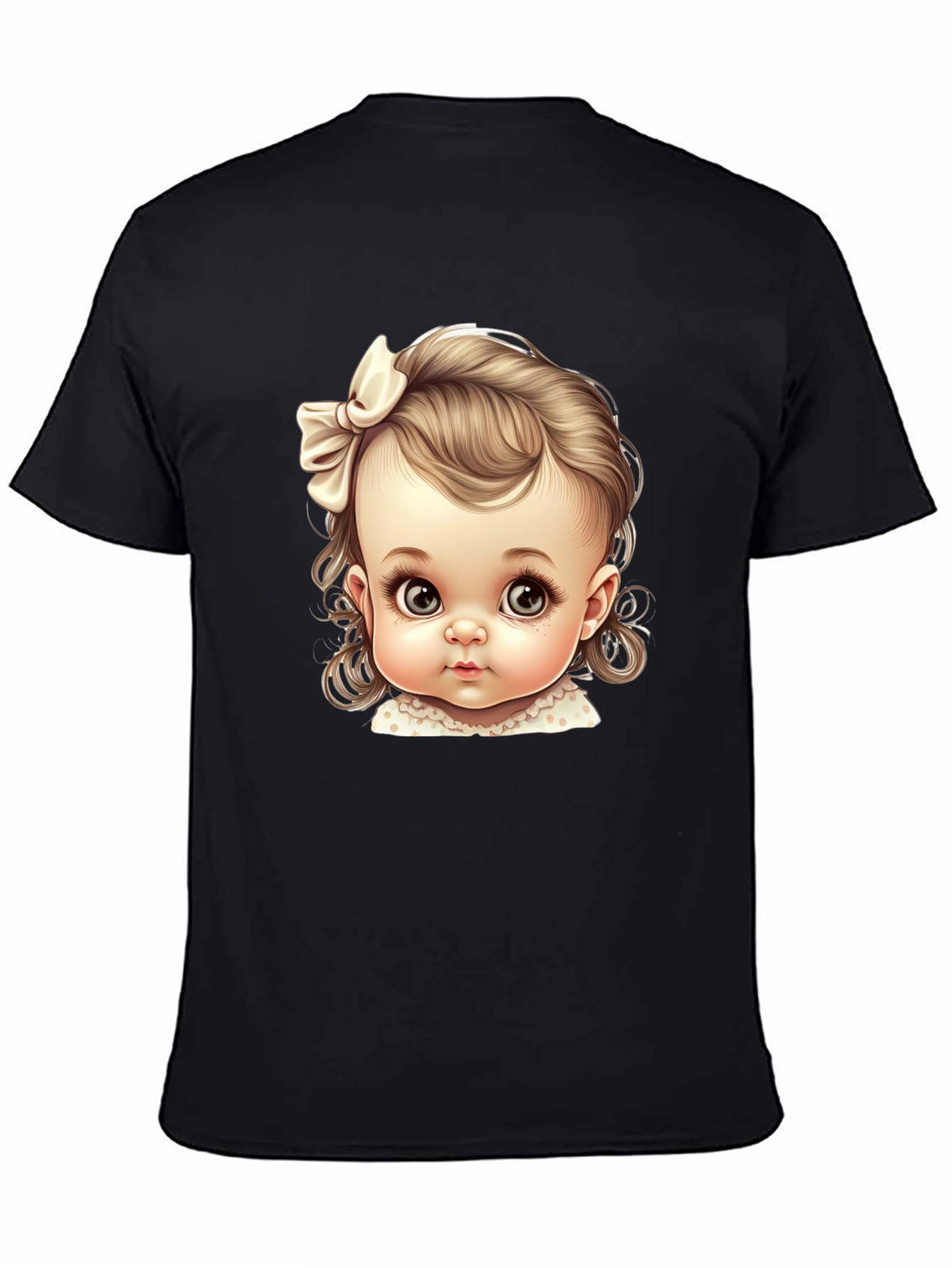 Black Baby Doll Graphic Tee - Cute & Stylish Black T-Shirt view 4