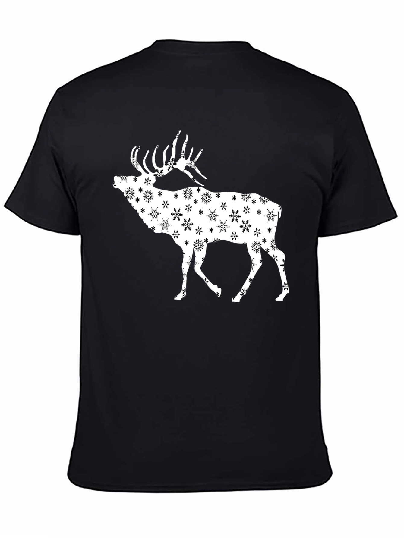 Black Snowflake Stag Graphic Tee - Black view 4