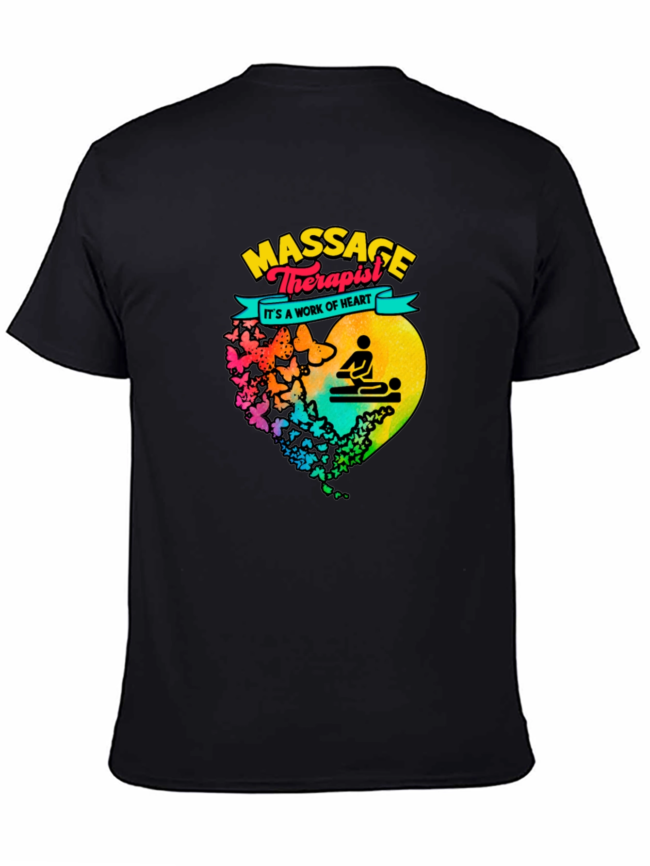 Black Massage Therapist Heart Graphic T-Shirt view 4