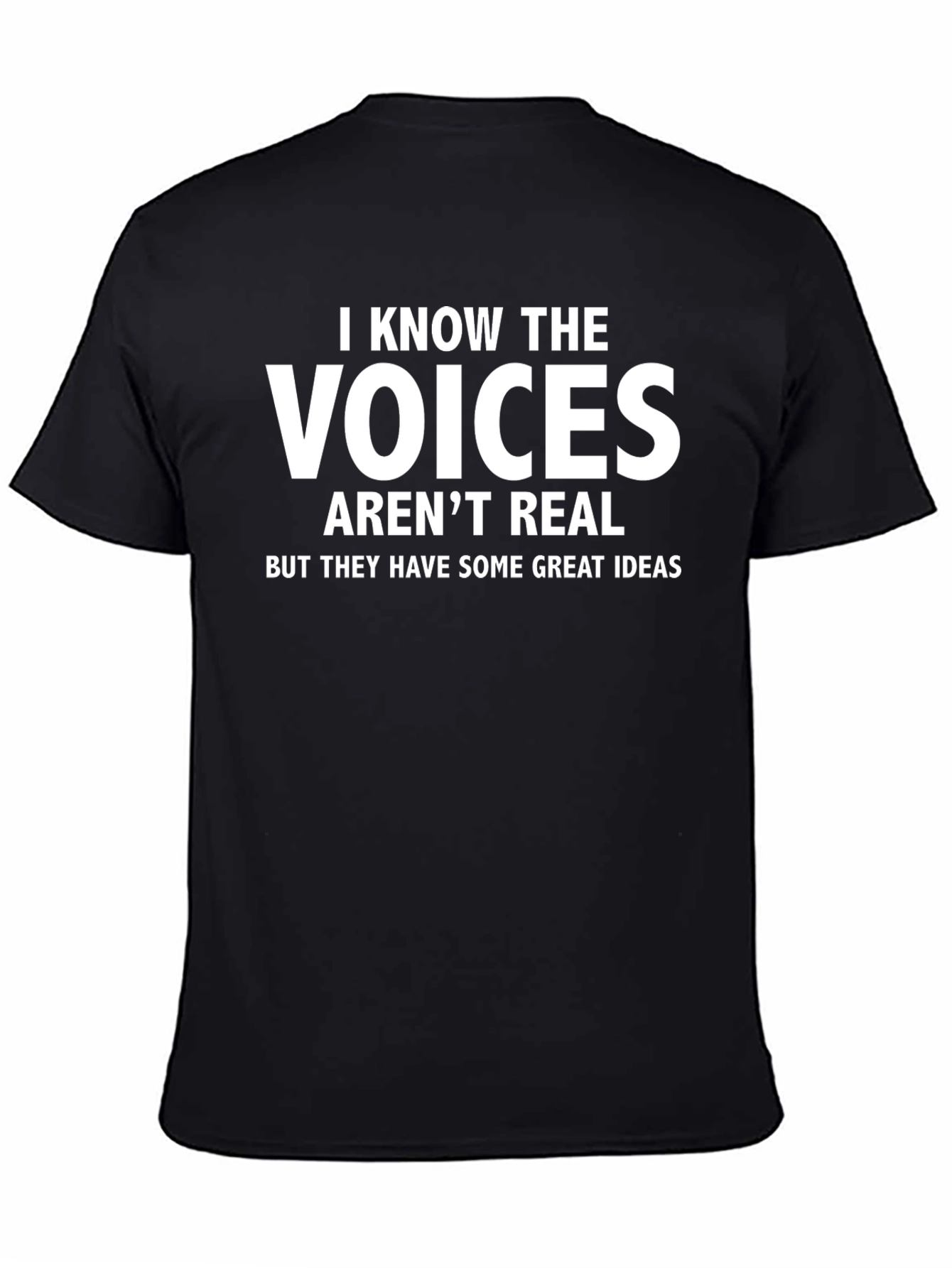 Black Funny "Voices" Graphic T-Shirt view 4