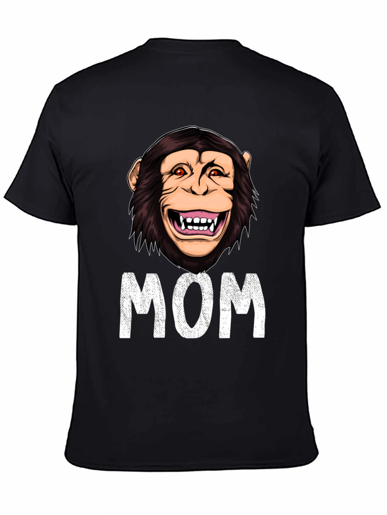 Black Funny Monkey Mom T-Shirt - Novelty Graphic Tee view 4