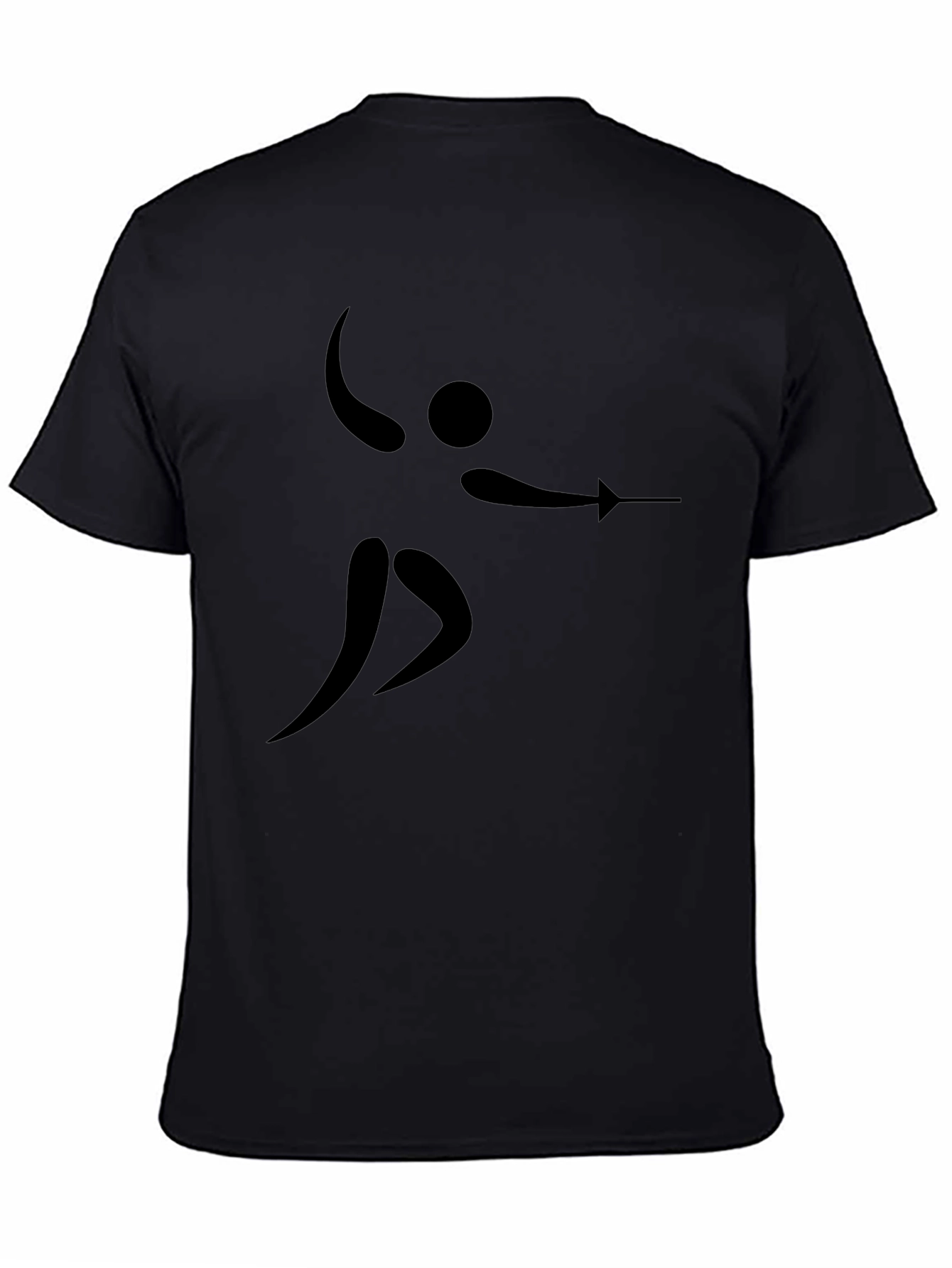 Black Fencing Silhouette Black T-Shirt view 4