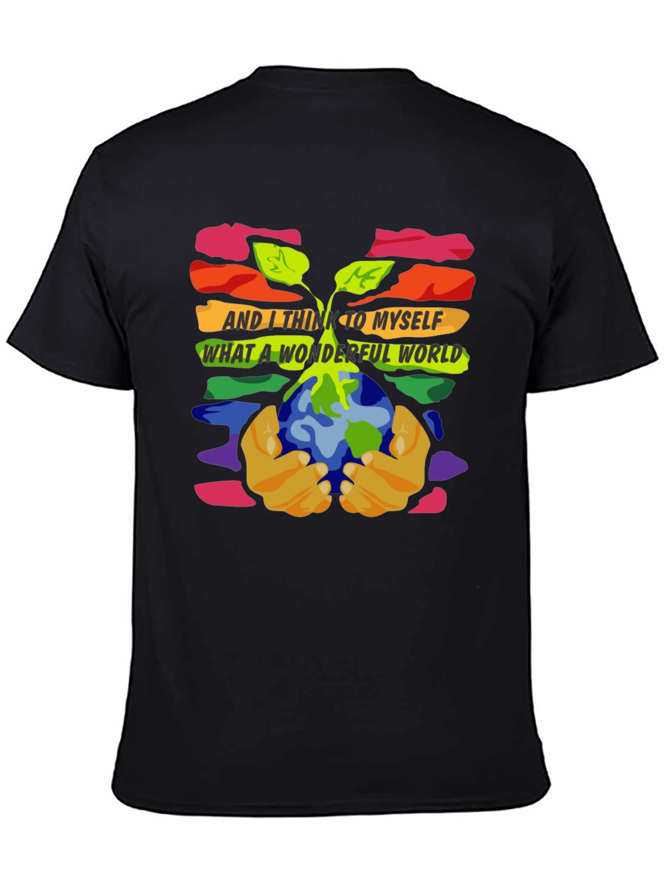 Black Wonderful World Graphic Tee - Unisex Black T-Shirt view 4