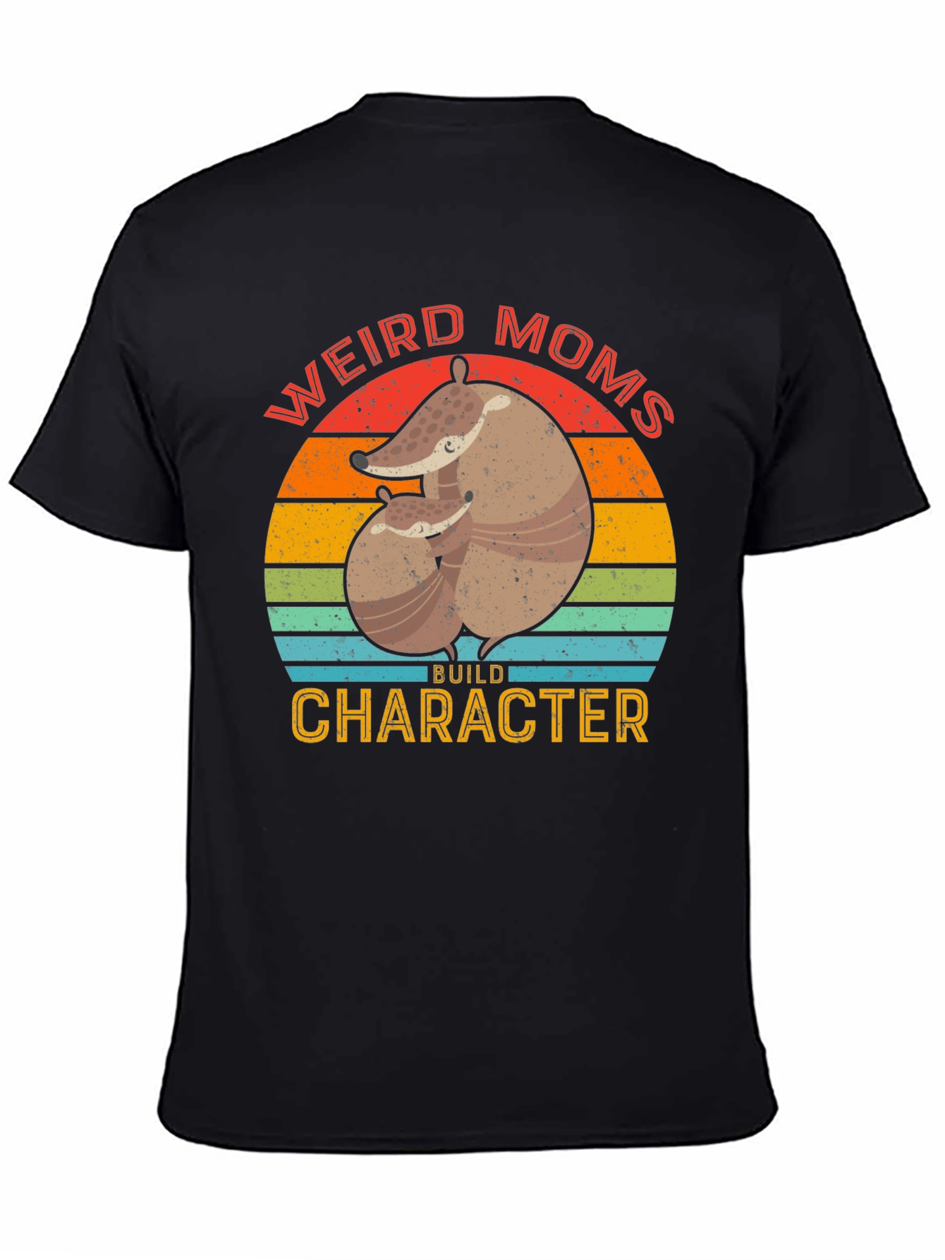 Black Weird Moms Build Character Armadillo T-Shirt view 4