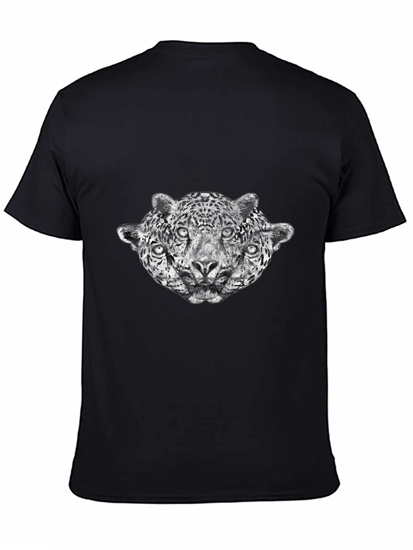 Black Three-Headed Leopard Graphic T-Shirt - Black view 4