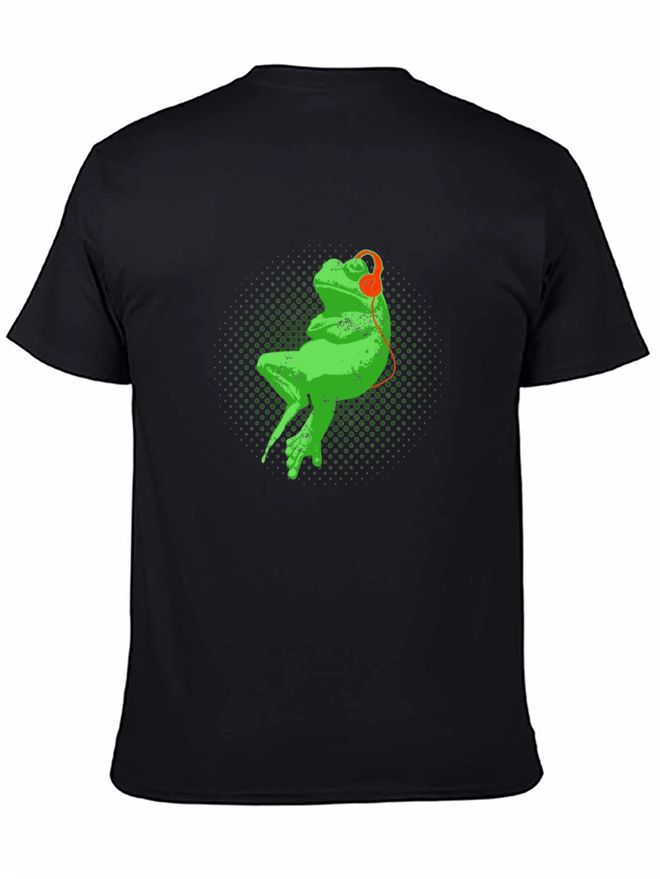 Black Frog in Headphones Graphic Tee view 4