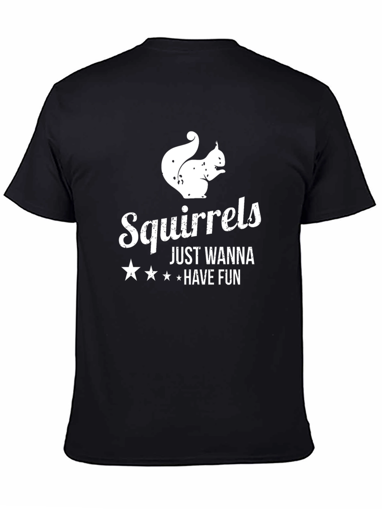 Black Squirrels Just Wanna Have Fun Black T-Shirt view 4