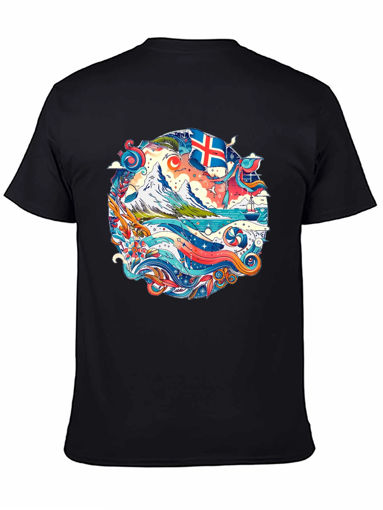Black Icelandic Adventure Graphic Tee - Black Cotton view 4