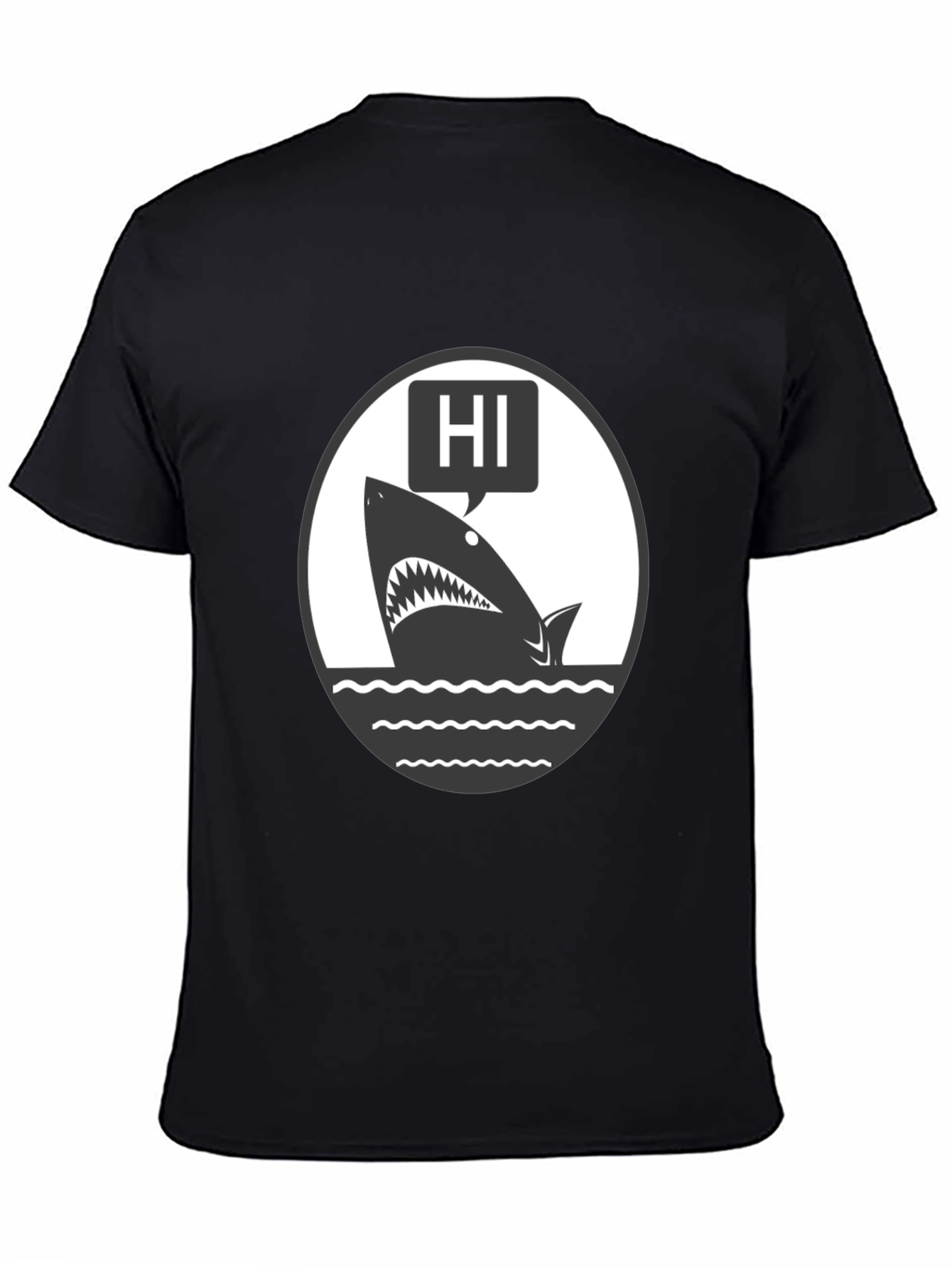 Black Hi Shark Graphic Tee - Black Cotton T-Shirt view 4