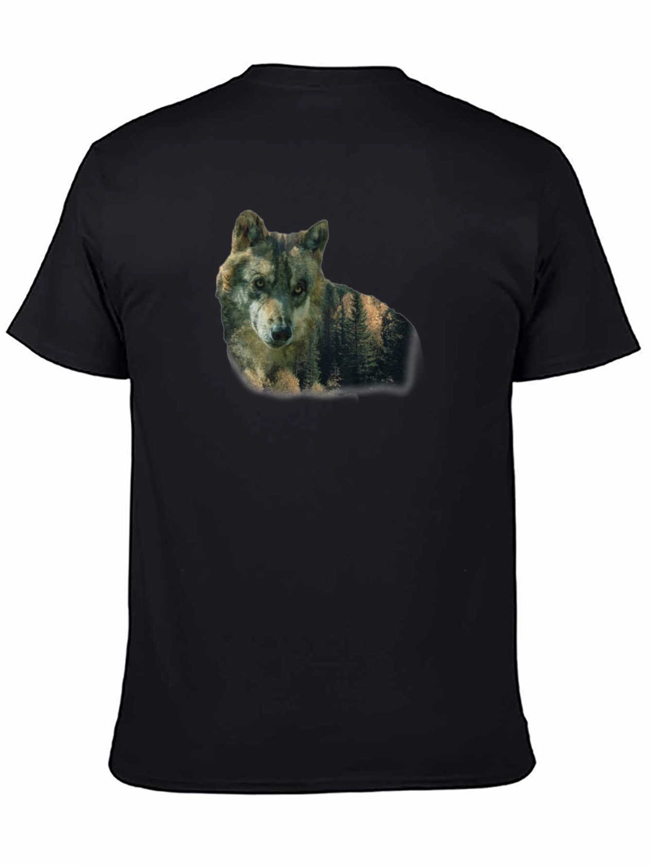 Black Wolf Nature Graphic Print Black T-Shirt view 4