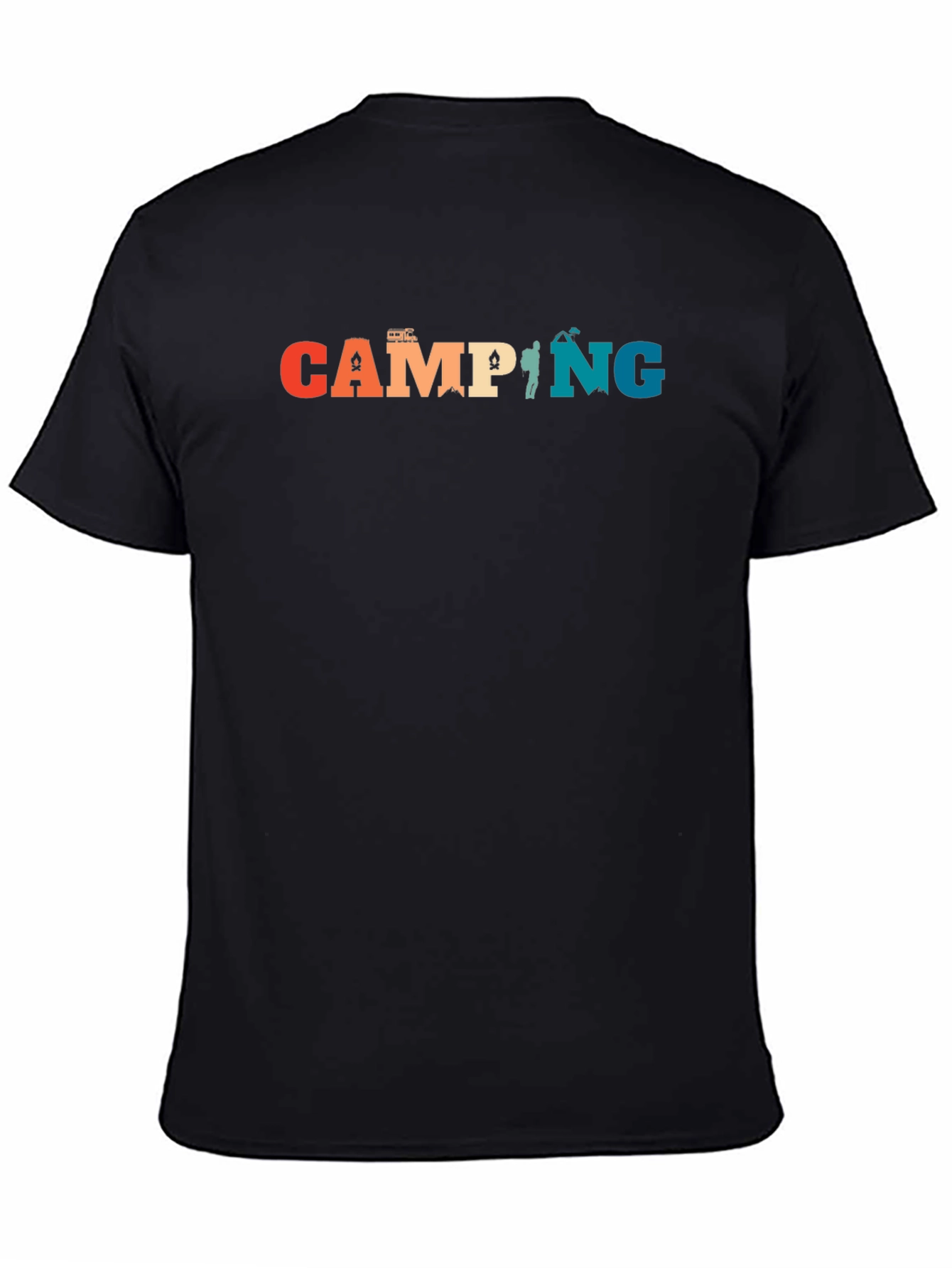 Black Camping Graphic Tee - Retro Camping T-Shirt view 4
