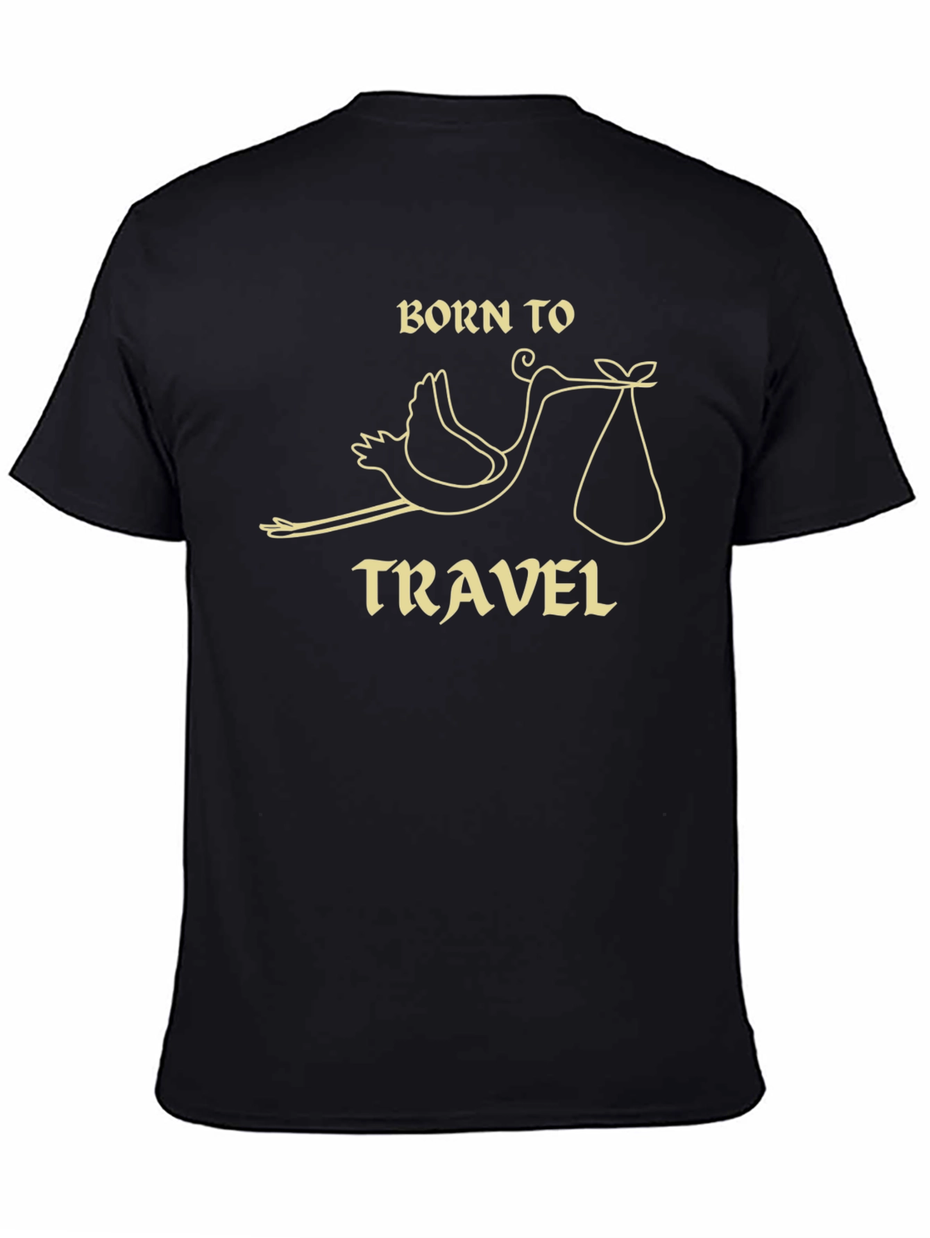 Black Born to Travel Stork T-Shirt view 4