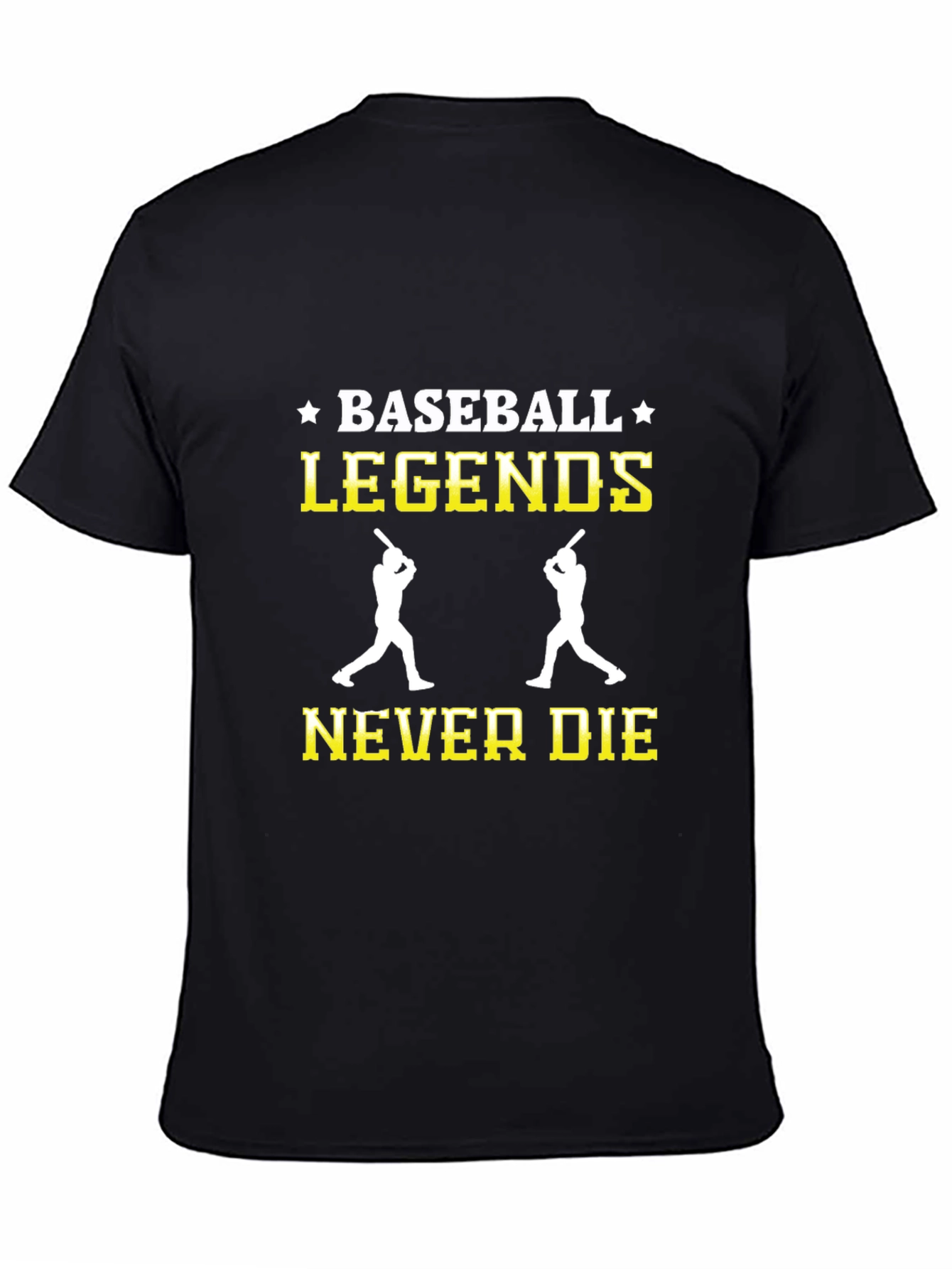 Black Baseball Legends Never Die Graphic T-Shirt view 4
